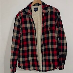 J. Crew Red and Black Plaid Shirt Jacket